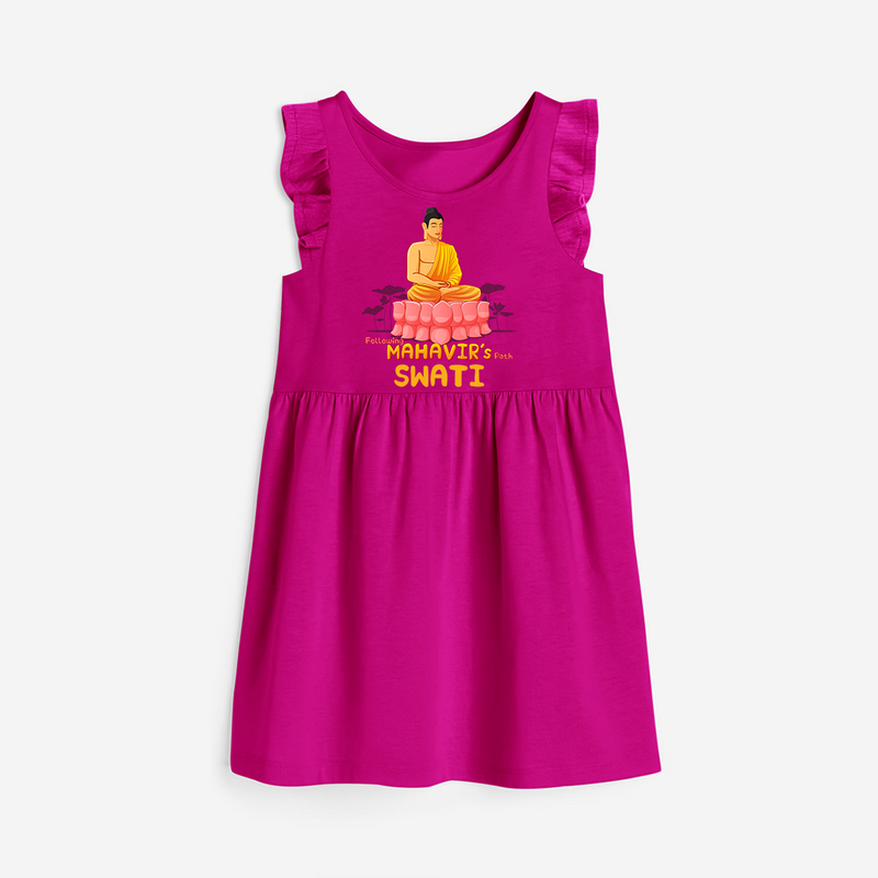 Stand out in elegance with our "Following Mahavir's Path" Customised Frock - HOT PINK - 0 - 6 Months Old (Chest 18")