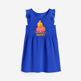 Stand out in elegance with our "Following Mahavir's Path" Customised Frock - ROYAL BLUE - 0 - 6 Months Old (Chest 18")