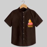 Stand out in elegance with our "Following Mahavir's Path" Customised Kids Shirt - CHOCOLATE BROWN - 0 - 6 Months Old (Chest 21")