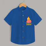 Stand out in elegance with our "Following Mahavir's Path" Customised Kids Shirt - COBALT BLUE - 0 - 6 Months Old (Chest 21")