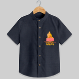 Stand out in elegance with our "Following Mahavir's Path" Customised Kids Shirt - DARK GREY - 0 - 6 Months Old (Chest 21")