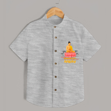 Stand out in elegance with our "Following Mahavir's Path" Customised Kids Shirt - GREY SLUB - 0 - 6 Months Old (Chest 21")