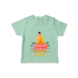 Stand out in elegance with our "Following Mahavir's Path" Customised T-shirt for Kids - MINT GREEN - 0 - 5 Months Old (Chest 17")