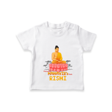 Stand out in elegance with our "Following Mahavir's Path" Customised T-shirt for Kids - WHITE - 0 - 5 Months Old (Chest 17")