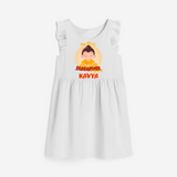 Embrace the divine grace with our "My 1st Mahavir Jayanthi" Customised Frock - WHITE - 0 - 6 Months Old (Chest 18")