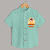 Embrace the divine grace with our "My 1st Mahavir Jayanthi" Customised Shirt For Kids - MINT GREEN - 0 - 6 Months Old (Chest 21")