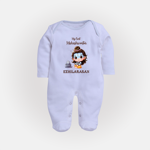My First Maha Shivratri Personalized Baby Fullbody Suit - BABY BLUE - New Born (Chest 7.5")