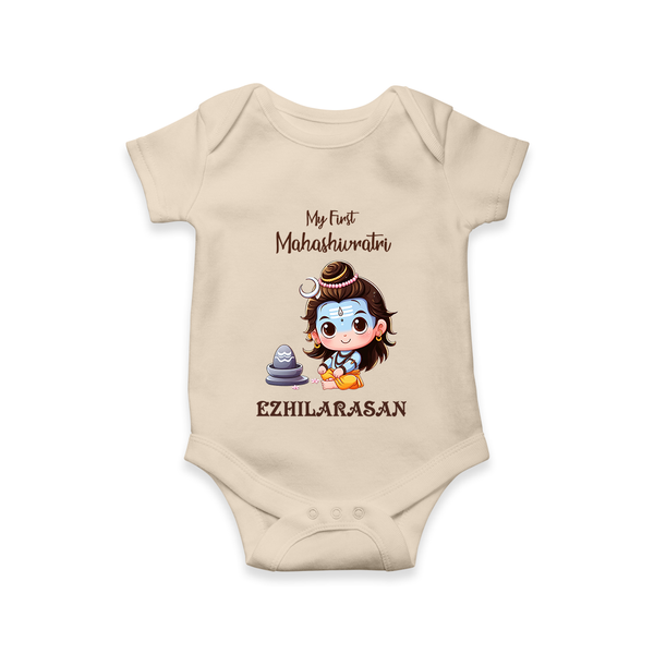 My First Maha Shivratri Personalized Baby Romper - IVORY - New Born (Chest 14")