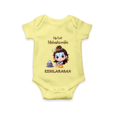 My First Maha Shivratri Personalized Baby Romper - PASTEL YELLOW - New Born (Chest 14")