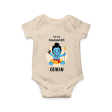 My First Mahashivratri Baby Romper – Custom Name Shiv Design Onesie - IVORY - New Born (Chest 14")