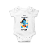 My First Mahashivratri Baby Romper – Custom Name Shiv Design Onesie - WHITE - New Born (Chest 14")