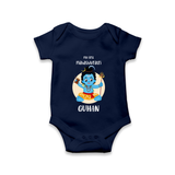 My First Mahashivratri Baby Romper – Custom Name Shiv Design Onesie - NAVY BLUE - New Born (Chest 14")