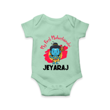 Personalized Mahashivratri Special Baby Romper – Shiv Inspired Name Print - MINT GREEN - New Born (Chest 14")
