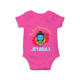 Personalized Mahashivratri Special Baby Romper – Shiv Inspired Name Print - HOT PINK - New Born (Chest 14")