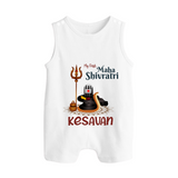 My First Mahashivratri Custom Name Baby Romper Suit  - WHITE - 0 - 5 Months Old (Chest 18")
