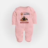 My First Mahashivratri Custom Name Baby Fullbody Suit  - BABY PINK - New Born (Chest 7.5")