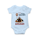 My First Mahashivratri Custom Name Baby Onesie  - BABY BLUE - New Born (Chest 14")