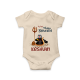 My First Mahashivratri Custom Name Baby Onesie  - IVORY - New Born (Chest 14")