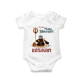 My First Mahashivratri Custom Name Baby Onesie  - WHITE - New Born (Chest 14")