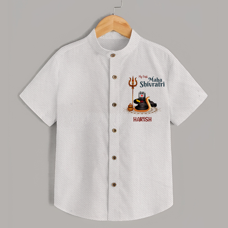 My First Mahashivaratri - A Night to Remember Forever Customized Shirt for Kids with name - WHITE - 0 - 6 Months Old (Chest 23")