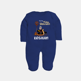 My First Mahashivratri Custom Name Baby Fullbody Suit  - NAVY BLUE - New Born (Chest 7.5")