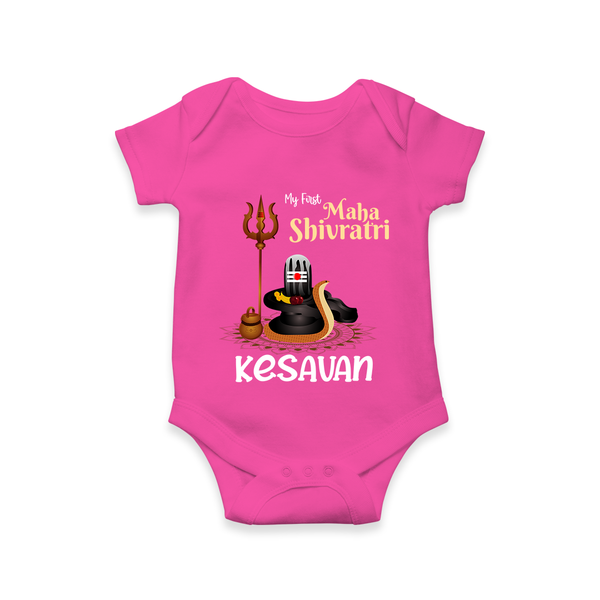 My First Mahashivratri Custom Name Baby Onesie  - HOT PINK - New Born (Chest 14")