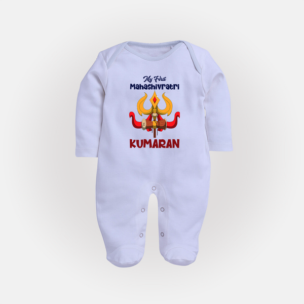 Mahashivratri Special Personalized Baby Fullbody Suit – Lord Shiva Theme - BABY BLUE - New Born (Chest 7.5")