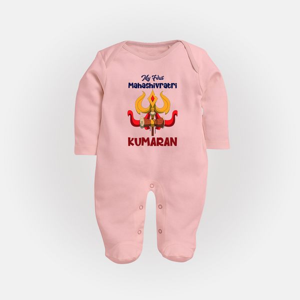 Mahashivratri Special Personalized Baby Fullbody Suit – Lord Shiva Theme - BABY PINK - New Born (Chest 7.5")