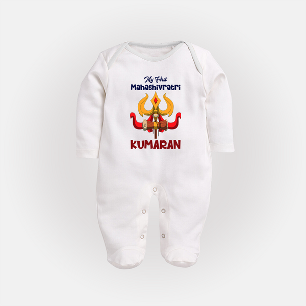 Mahashivratri Special Personalized Baby Fullbody Suit – Lord Shiva Theme - WHITE - New Born (Chest 7.5")