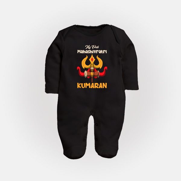 Mahashivratri Special Personalized Baby Fullbody Suit – Lord Shiva Theme - BLACK - New Born (Chest 7.5")