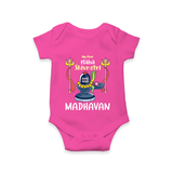Mahashivratri Special Personalized Baby Romper – Lord Shiva Theme with Name - HOT PINK - New Born (Chest 14")
