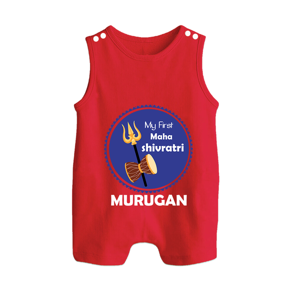 My First Mahashivratri Custom Name Baby Romper Suit – Festive Shiv Design - RED - 0 - 5 Months Old (Chest 18")