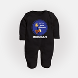 My First Mahashivratri Custom Name Baby Fullbody Suit – Festive Shiv Design - BLACK - New Born (Chest 7.5")