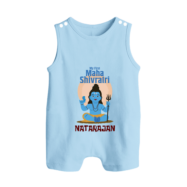 Personalized Mahashivratri Baby Romper Suit – My First Shivratri Special - BABY BLUE - 0 - 5 Months Old (Chest 18")
