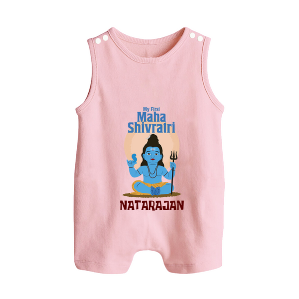 Personalized Mahashivratri Baby Romper Suit – My First Shivratri Special - BABY PINK - 0 - 5 Months Old (Chest 18")