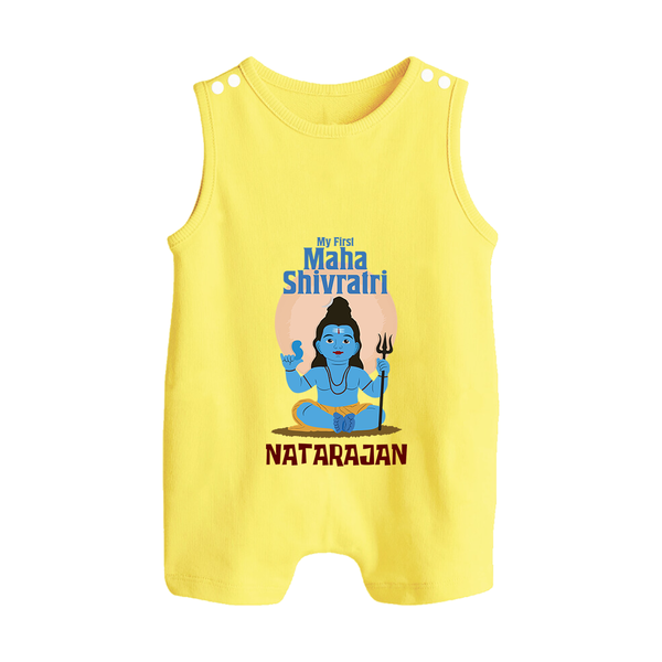 Personalized Mahashivratri Baby Romper Suit – My First Shivratri Special - PASTEL YELLOW - 0 - 5 Months Old (Chest 18")