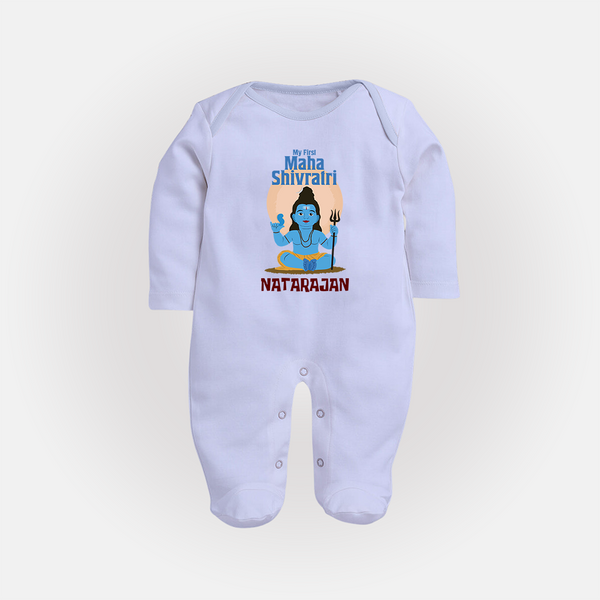 Personalized Mahashivratri Baby Fullbody Suit – My First Shivratri Special - BABY BLUE - New Born (Chest 7.5")