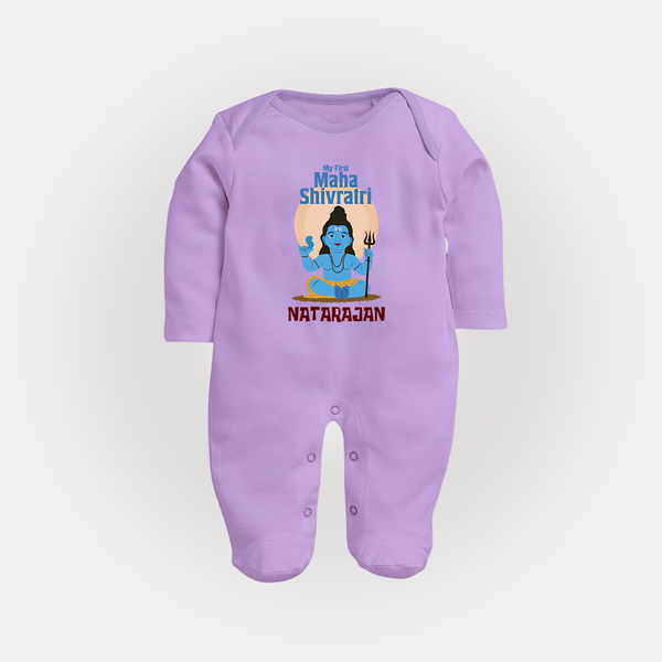 Personalized Mahashivratri Baby Fullbody Suit – My First Shivratri Special - LILAC - New Born (Chest 7.5")
