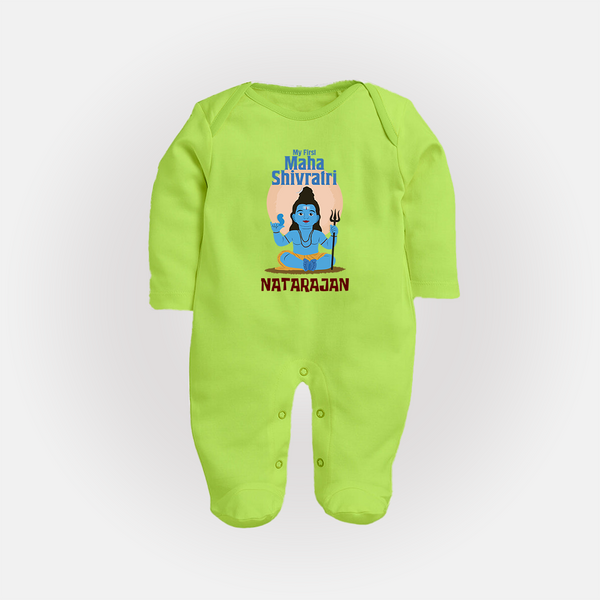 Personalized Mahashivratri Baby Fullbody Suit – My First Shivratri Special - LIME GREEN - New Born (Chest 7.5")