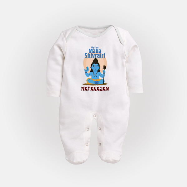 Personalized Mahashivratri Baby Fullbody Suit – My First Shivratri Special - WHITE - New Born (Chest 7.5")