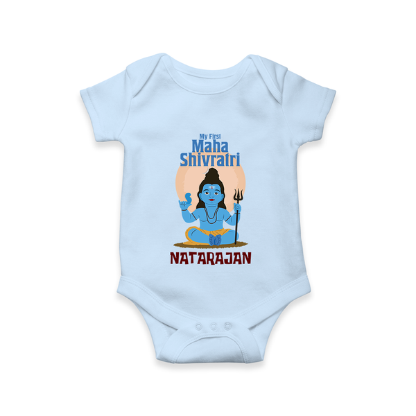 Personalized Mahashivratri Baby Onesie – My First Shivratri Special - BABY BLUE - New Born (Chest 14")