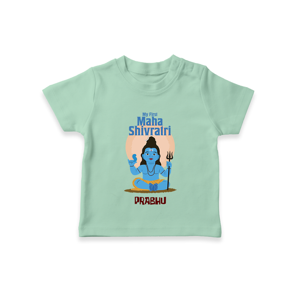 My First Mahashivaratri  - Celebrating Lord ShivaÕs Glory Customized T-Shirt for Kids with name - MINT GREEN - 0-5 Months Old (Chest 17")