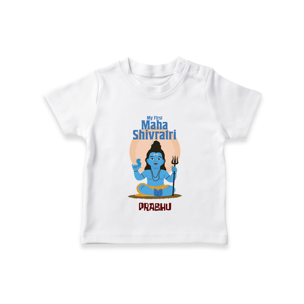 My First Mahashivaratri  - Celebrating Lord ShivaÕs Glory Customized T-Shirt for Kids with name - WHITE - 0-5 Months Old (Chest 17")