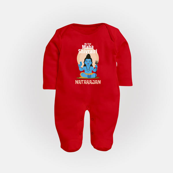 Personalized Mahashivratri Baby Fullbody Suit – My First Shivratri Special - RED - New Born (Chest 7.5")