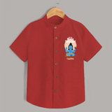 My First Mahashivaratri  - Celebrating Lord ShivaÕs Glory Customized Shirt for Kids with name - RED - 0 - 6 Months Old (Chest 23")