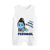 My First Mahashivratri Personalized Baby Romper Suit – Traditional Shiv Theme - WHITE - 0 - 5 Months Old (Chest 18")