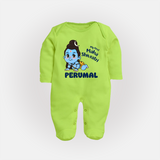 My First Mahashivratri Personalized Baby Fullbody Suit – Traditional Shiv Theme - LIME GREEN - New Born (Chest 7.5")