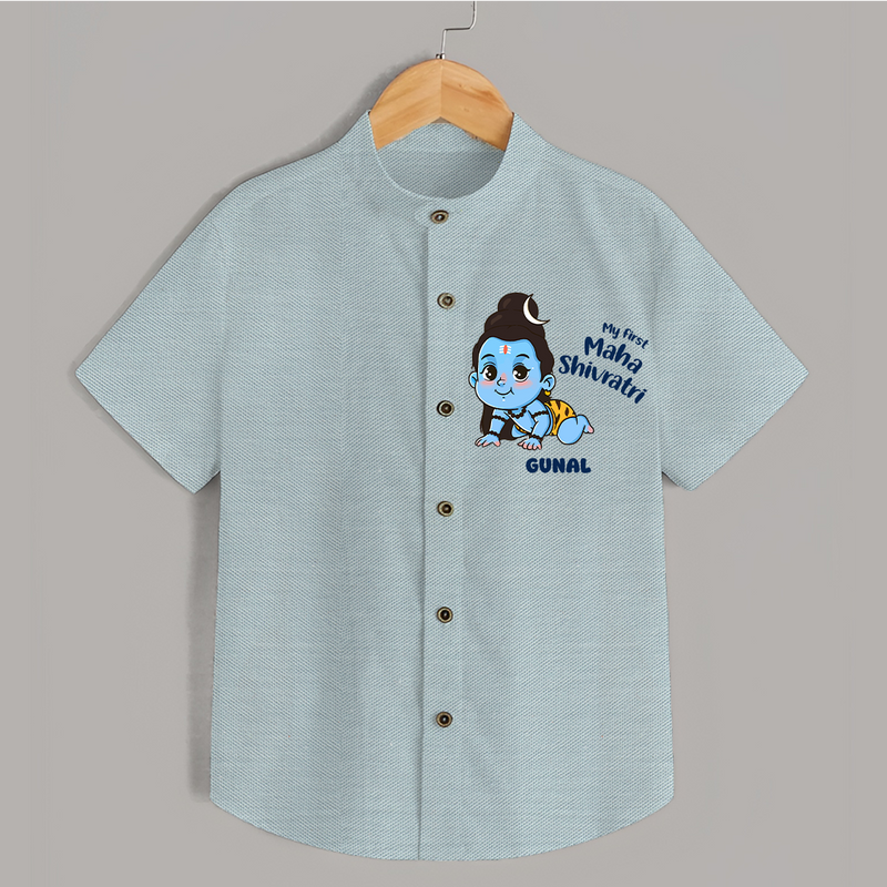 My First Mahashivaratri - In ShivaÕs Divine Presence Customized Shirt for Kids with name - ARCTIC BLUE - 0 - 6 Months Old (Chest 23")