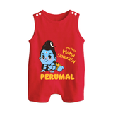 My First Mahashivratri Personalized Baby Romper Suit – Traditional Shiv Theme - RED - 0 - 5 Months Old (Chest 18")