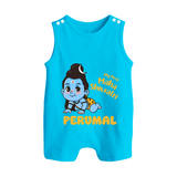 My First Mahashivratri Personalized Baby Romper Suit – Traditional Shiv Theme - SKY BLUE - 0 - 5 Months Old (Chest 18")